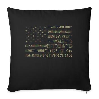 Papa Héros Mari Patriotique Américain - Housse de coussin décorative 45 x 45 cm - noir - Devant