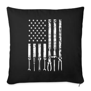 Patriotische Amerikanische Flagge Carpentry Tool - Sofakissenbezug 45 x 45 cm - Schwarz - Vorne