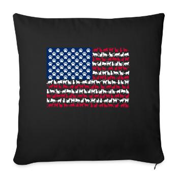 American Flag Cat Paws Cute Animal - Sofa pillowcase 17,3'' x 17,3'' (45 x 45 cm) - black - Front