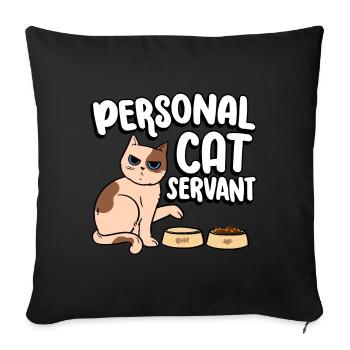 Serviteur personnel pour chat servant de la nourriture - Housse de coussin décorative 45 x 45 cm - noir - Devant