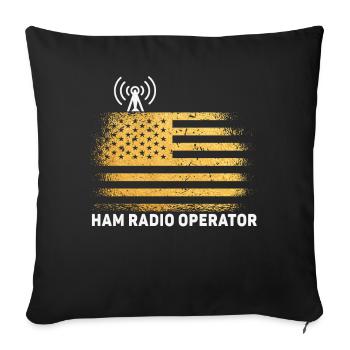 Ham Radio Operator US Flag - Sofa pillowcase 17,3'' x 17,3'' (45 x 45 cm) - black - Front