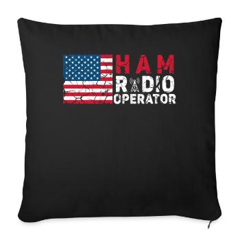 Ham Radio Operator US Flag - Sofa pillowcase 17,3'' x 17,3'' (45 x 45 cm) - black - Front