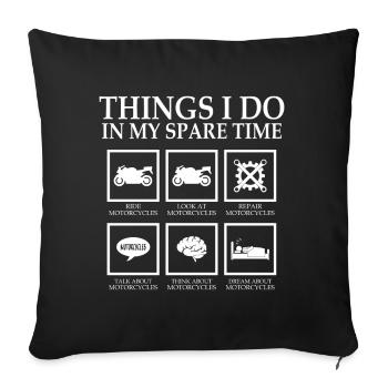 Ce que je fais dans mes motos de temps libre - Housse de coussin décorative 45 x 45 cm - noir - Devant