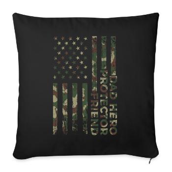 Papa Héros Protecteur Patriotique Américain - Housse de coussin décorative 45 x 45 cm - noir - Devant