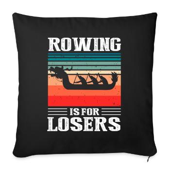 Drachenboot Crew und Drachenbootfahren - Sofakissenbezug 45 x 45 cm - Schwarz - Vorne
