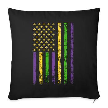 Masque de fou de vacances drapeau américain - Housse de coussin décorative 45 x 45 cm - noir - Devant