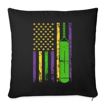 American Sports Flag Cricket Bat - Sofa pillowcase 17,3'' x 17,3'' (45 x 45 cm) - black - Front