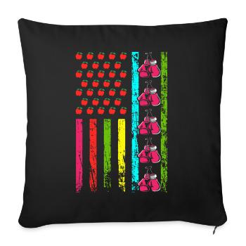 American Sports Flag Boxing Gloves 100 Days of - Sofa pillowcase 17,3'' x 17,3'' (45 x 45 cm) - black - Front