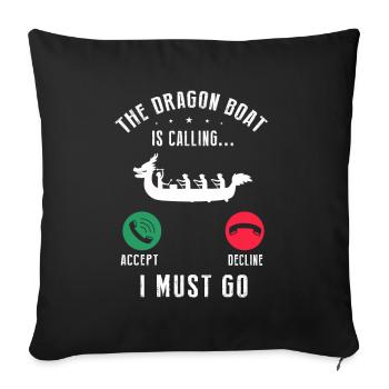 Drachenboot Crew und Drachenbootfahren - Sofakissenbezug 45 x 45 cm - Schwarz - Vorne