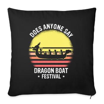 Drachenboot Crew und Drachenbootfahren - Sofakissenbezug 45 x 45 cm - Schwarz - Vorne