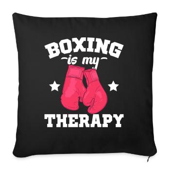 La boxe est ma thérapie Sparring sport - Housse de coussin décorative 45 x 45 cm - noir - Devant