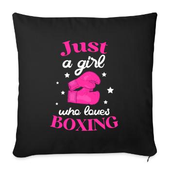 Juste une fille qui aime la boxe Sports féministes - Housse de coussin décorative 45 x 45 cm - noir - Devant