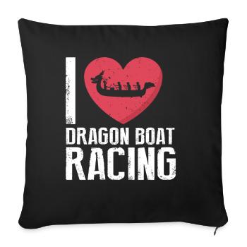 Drachenboot Crew und Drachenbootfahren - Sofakissenbezug 45 x 45 cm - Schwarz - Vorne