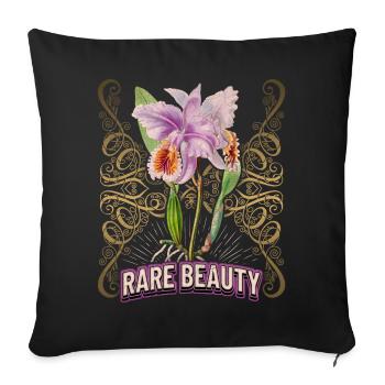Vintage Orchidee botanische Illustration Spruch - Sofakissenbezug 45 x 45 cm - Schwarz - Vorne