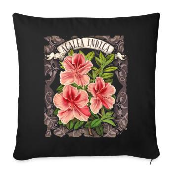 Azalea de fleurs vintage, Azalée Botanique Indica - Housse de coussin décorative 45 x 45 cm - noir - Devant