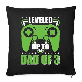 Le joueur de jeu Papa père a atteint le niveau de papa de 3 enfants - Housse de coussin décorative 45 x 45 cm - noir - Devant