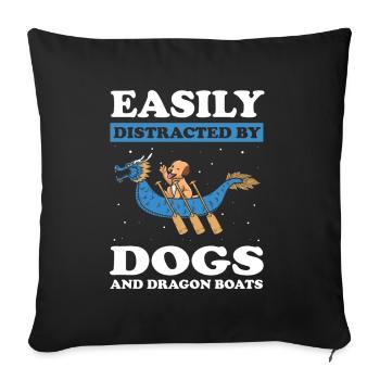 Dragon boat crew and dragon boating - Sofa pillowcase 17,3'' x 17,3'' (45 x 45 cm) - black - Front
