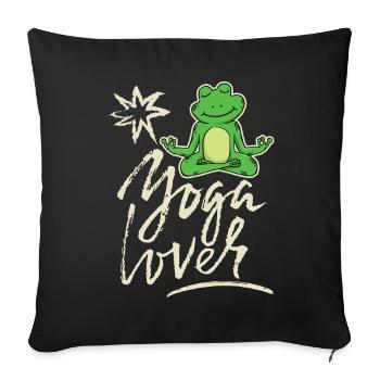 Drôle de grenouille de yoga, disant amateur de yoga - Housse de coussin décorative 45 x 45 cm - noir - Devant