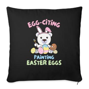 süße Eisbären zu Ostern mit Ostereiern Eisbär - Sofakissenbezug 45 x 45 cm - Schwarz - Vorne