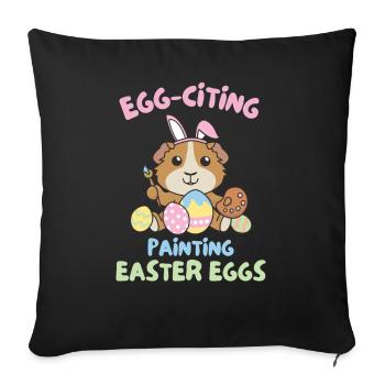 süße Meerschweinchen zu Ostern mit Ostereiern - Sofakissenbezug 45 x 45 cm - Schwarz - Vorne