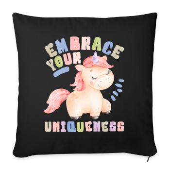 Kawaii Unicorn, saying, unicorn unicorn watercolor - Sofa pillowcase 17,3'' x 17,3'' (45 x 45 cm) - black - Front
