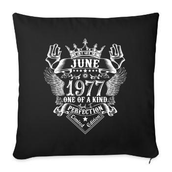 June 1977 anniversary June 1977 June - Sofa pillowcase 17,3'' x 17,3'' (45 x 45 cm) - black - Front