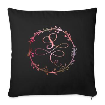 Monogramm, Buchstabe S, Kalligrafie Ornament - Sofakissenbezug 45 x 45 cm - Schwarz - Vorne