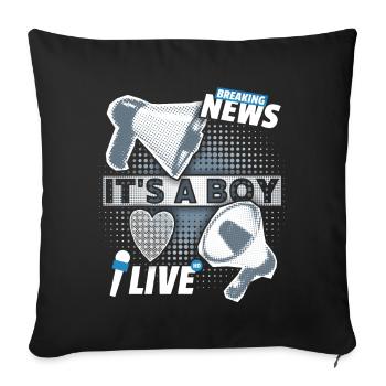 Baby boy, announcement with megaphone, It's-a-Boy - Sofa pillowcase 17,3'' x 17,3'' (45 x 45 cm) - black - Front