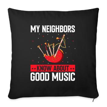 Bagpipes for pipers and Scots - Sofa pillowcase 17,3'' x 17,3'' (45 x 45 cm) - black - Front