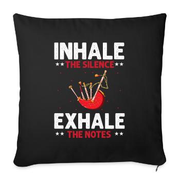 Citation de cornemuse pour les musiciens écossais et de cornemuse - Housse de coussin décorative 45 x 45 cm - noir - Devant