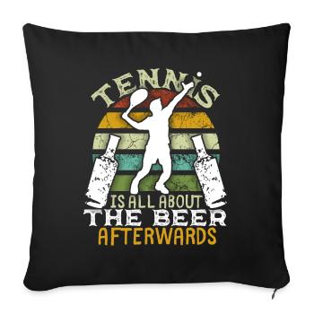 Tennis, Bier mit Vintage-Sunset lustiger Spruch - Sofakissenbezug 45 x 45 cm - Schwarz - Vorne