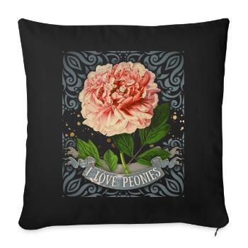 Vintage Peony, Botanical, I-Love-Peonies - Sofa pillowcase 17,3'' x 17,3'' (45 x 45 cm) - black - Front