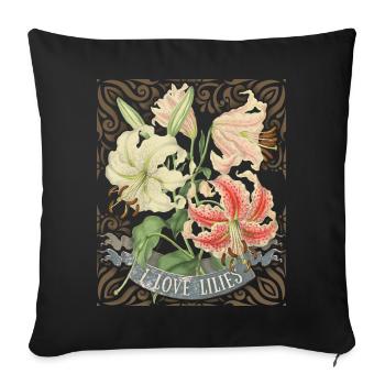 Vintage lily, tiger lily, botanical illustration - Sofa pillowcase 17,3'' x 17,3'' (45 x 45 cm) - black - Front