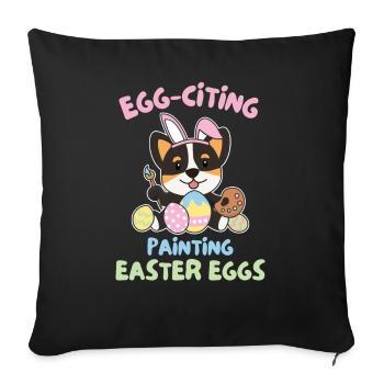 cute dogs for Easter Corgi - Sofa pillowcase 17,3'' x 17,3'' (45 x 45 cm) - black - Front