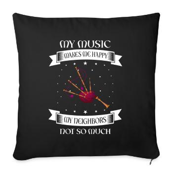 Bagpipes for pipers and Scots - Sofa pillowcase 17,3'' x 17,3'' (45 x 45 cm) - black - Front