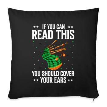 Citation de professeur de cornemuse et joueurs de cornemuse - Housse de coussin décorative 45 x 45 cm - noir - Devant