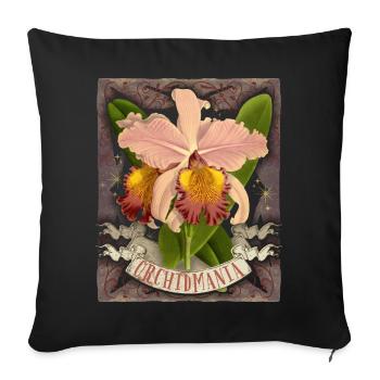 Vintage orchid botanical illustration saying - Sofa pillowcase 17,3'' x 17,3'' (45 x 45 cm) - black - Front