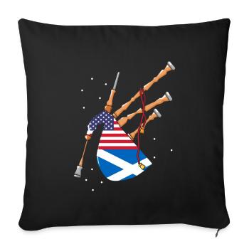 Citation de professeur de cornemuse et joueurs de cornemuse - Housse de coussin décorative 45 x 45 cm - noir - Devant