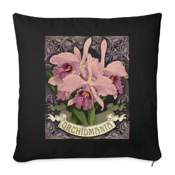 Orchideen, Vintage botanische Illustration - Sofakissenbezug 45 x 45 cm - Schwarz - Vorne