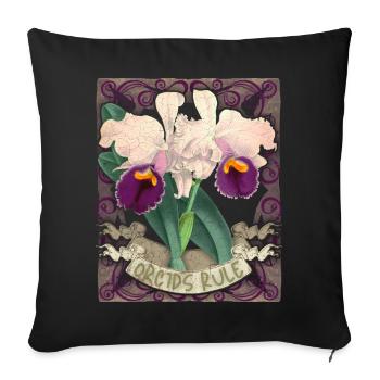 Vintage orchid illustration, funny saying - Sofa pillowcase 17,3'' x 17,3'' (45 x 45 cm) - black - Front