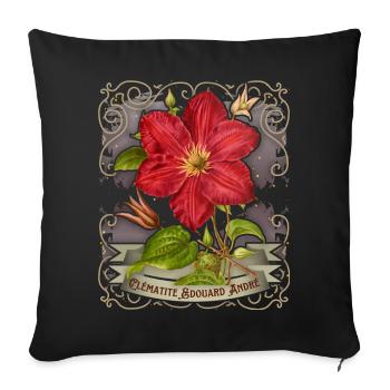 Vintage Clematis botanische Illustration - Sofakissenbezug 45 x 45 cm - Schwarz - Vorne