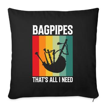 Bagpipes for pipers and Scots - Sofa pillowcase 17,3'' x 17,3'' (45 x 45 cm) - black - Front