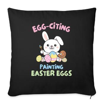 süße Hasen zu Ostern mit Ostereiern Hase - Sofakissenbezug 45 x 45 cm - Schwarz - Vorne