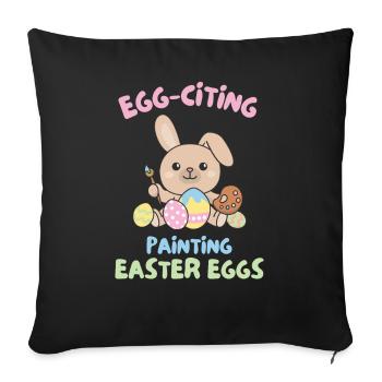süße Hasen zu Ostern mit Ostereiern Hase - Sofakissenbezug 45 x 45 cm - Schwarz - Vorne