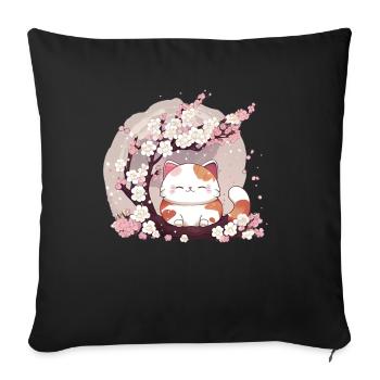 Chat Animaux mignons pour enfants Kawaii Chats - Housse de coussin décorative 45 x 45 cm - noir - Devant