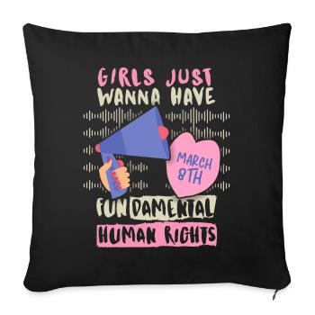 Journée internationale de la femme 8 mars, Droits des femmes - Housse de coussin décorative 45 x 45 cm - noir - Devant