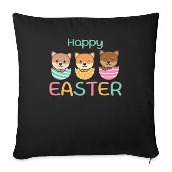 cute dogs for Easter with Easter eggs Shiba Inu - Sofa pillowcase 17,3'' x 17,3'' (45 x 45 cm) - black - Front