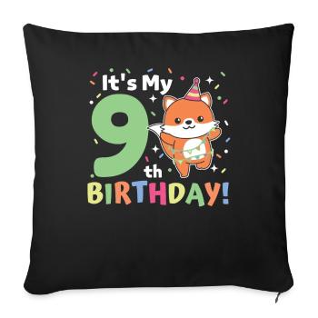 Fox for his 9th birthday Children nine years old - Sofa pillowcase 17,3'' x 17,3'' (45 x 45 cm) - black - Front