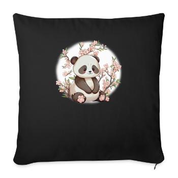 Panda cute animals for kids Kawaii pandas bears - Sofa pillowcase 17,3'' x 17,3'' (45 x 45 cm) - black - Front