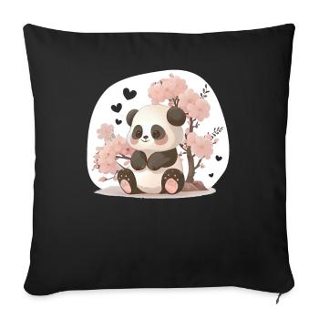 Panda cute animals for kids Kawaii pandas bears - Sofa pillowcase 17,3'' x 17,3'' (45 x 45 cm) - black - Front